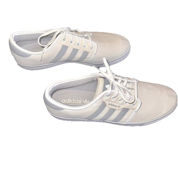 Adidas EVH-791004 2013 Off White Canvas Court 3 Stripe Shoes Men's 12 Low Top - Picture 6 of 10